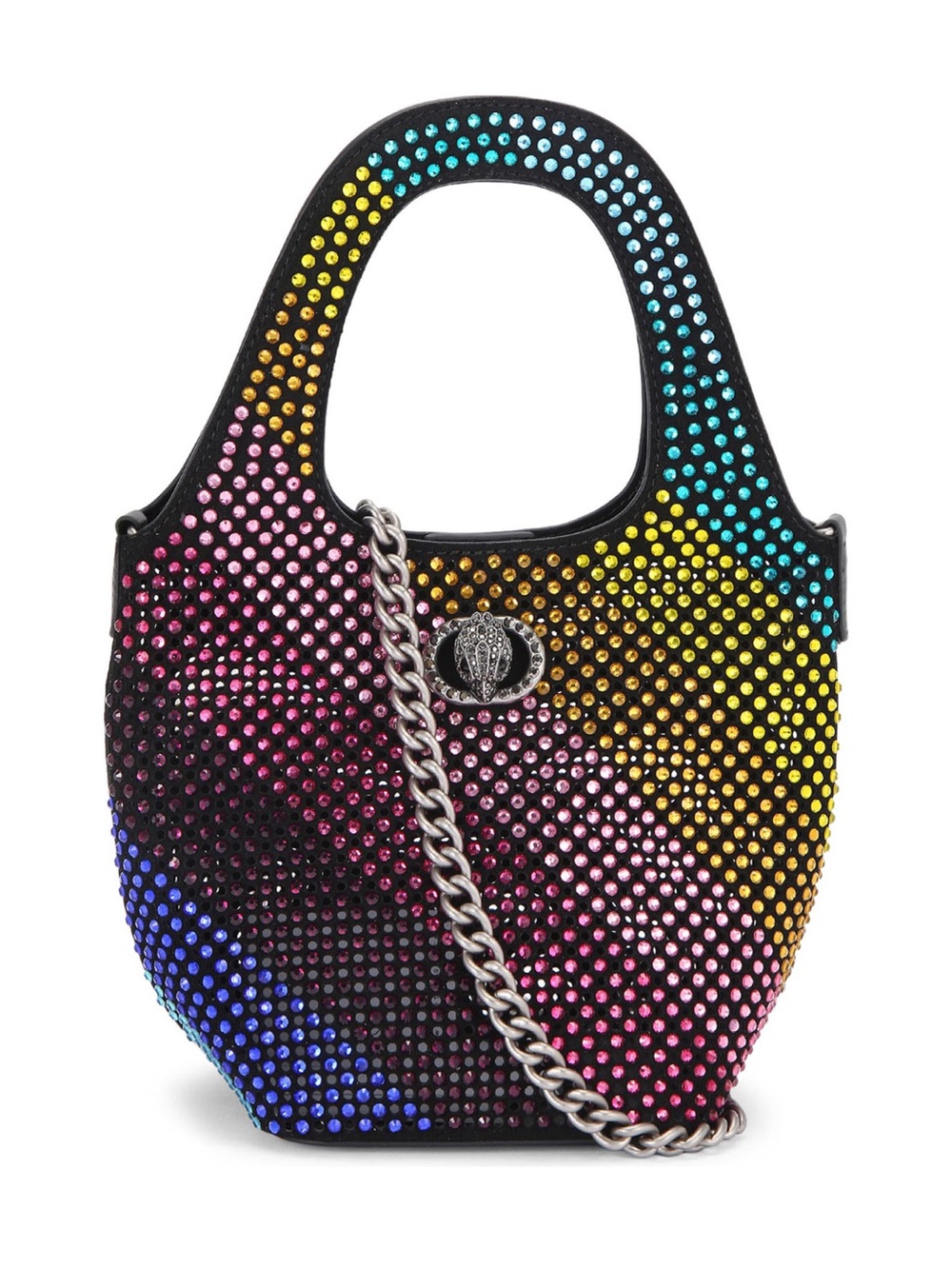 Kurt Geiger London Small Chelsea Crystal Leather Hobo Bag Charcoal Rainbow NWT
